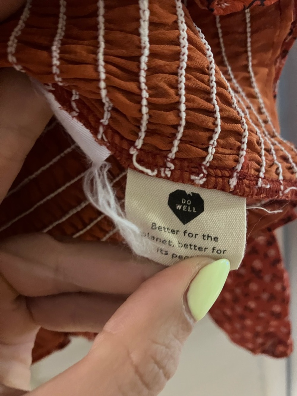 Madewell Floral Wrap Smocked Rust Red Blouse - Picture 7 of 11